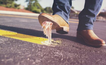 gum stuck to shoe