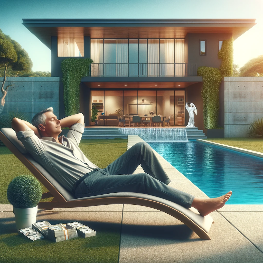 Man sitting by pool representing the myth that it's easy to succeed in network marketing