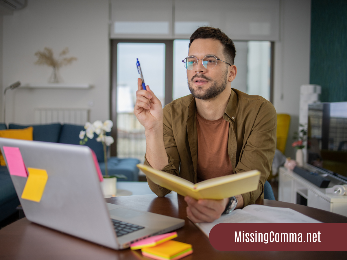 Man at laptop studying