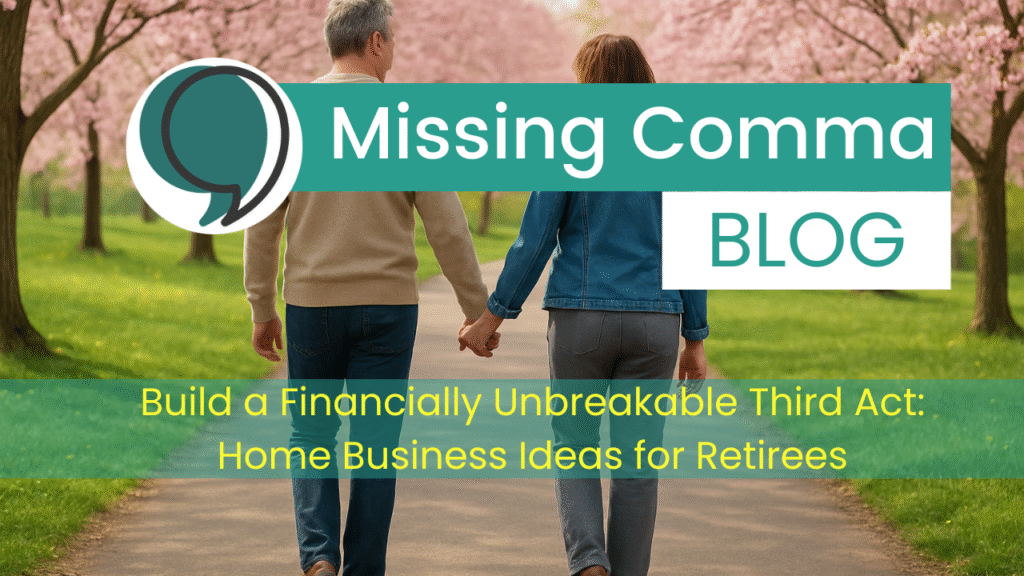 Couple walking together in park filled with cherry blossoms - home business ideas for retirees