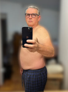 Steve before fitness over 60 blurred background