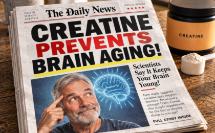 Creatine prevents brain aging tabloid cover